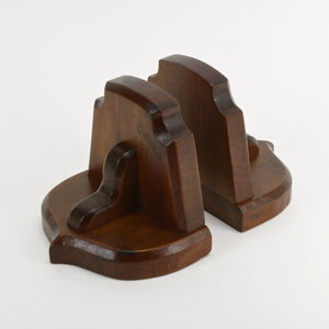Arts & Crafts hand made solid wood bookends stand alone view