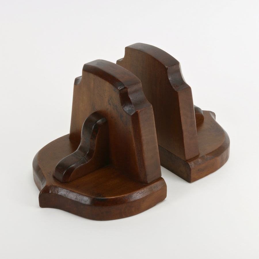 Arts & Crafts hand made solid wood bookends with books
