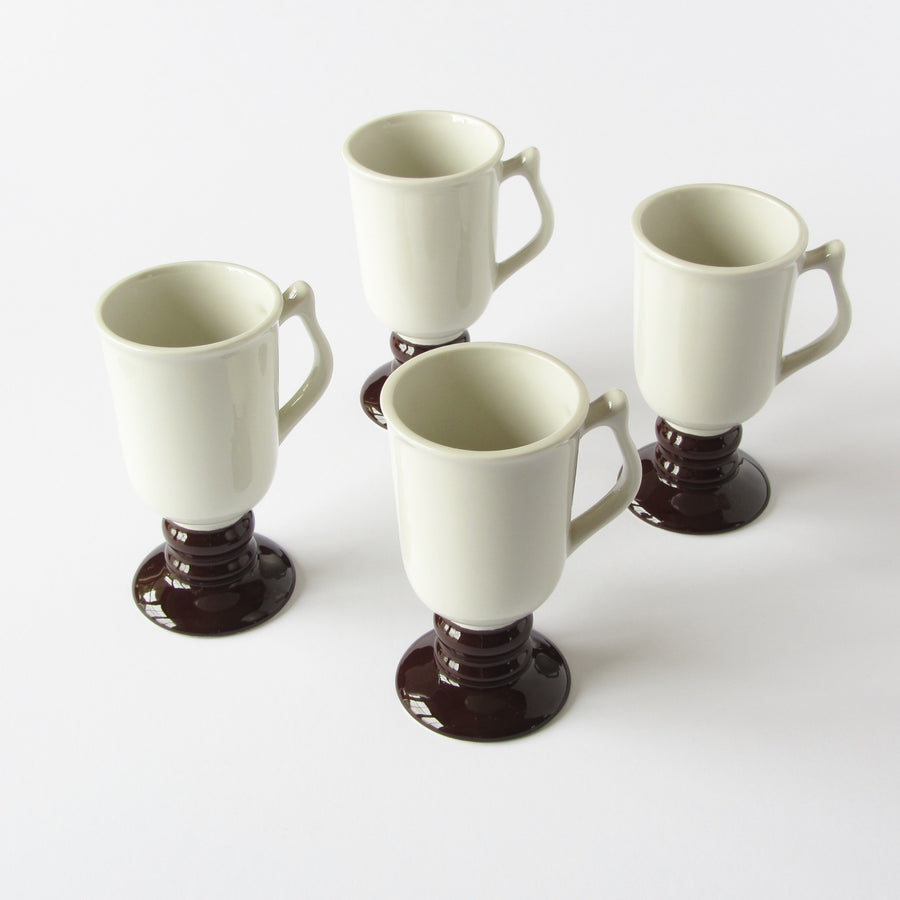 Vintage Hall USA Irish Coffee Mugs in antique white and mocha glaze