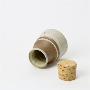 Small Japanese tea and spice container with cork open
