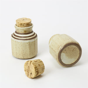 Japanese tea container set with corks bottom view