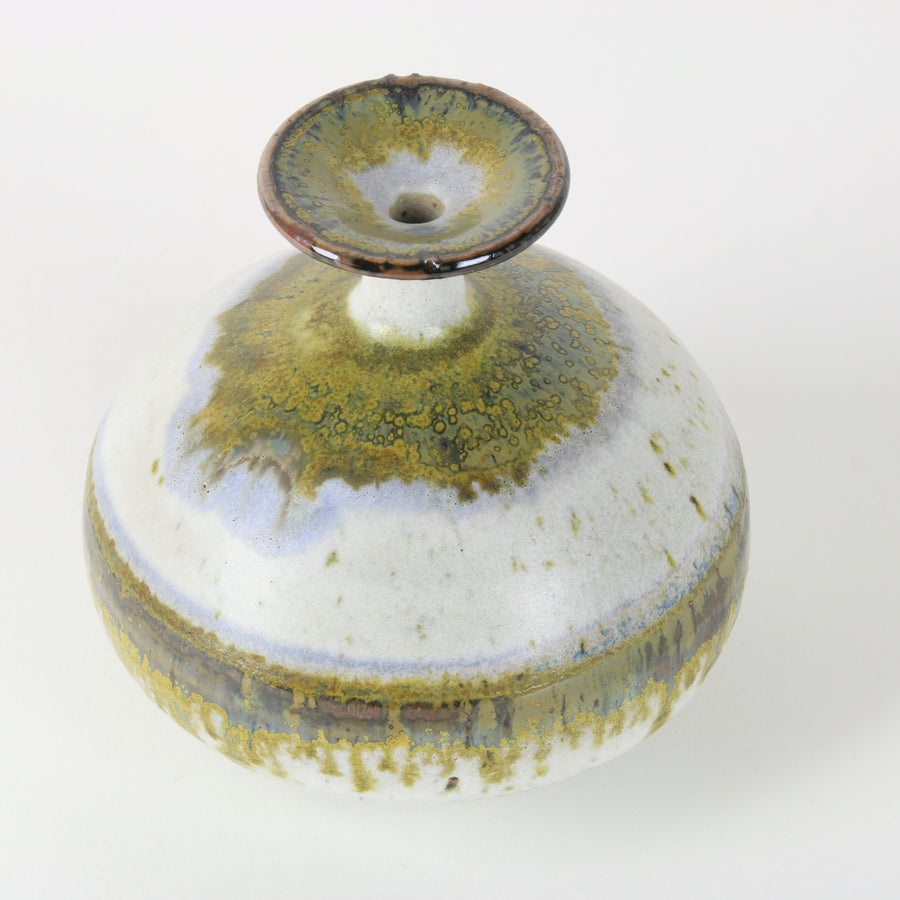 Small studio pottery vase olive glaze