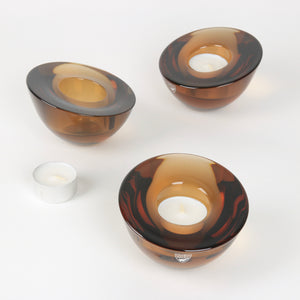 Orrefors Amber Crystal Votive Tapered