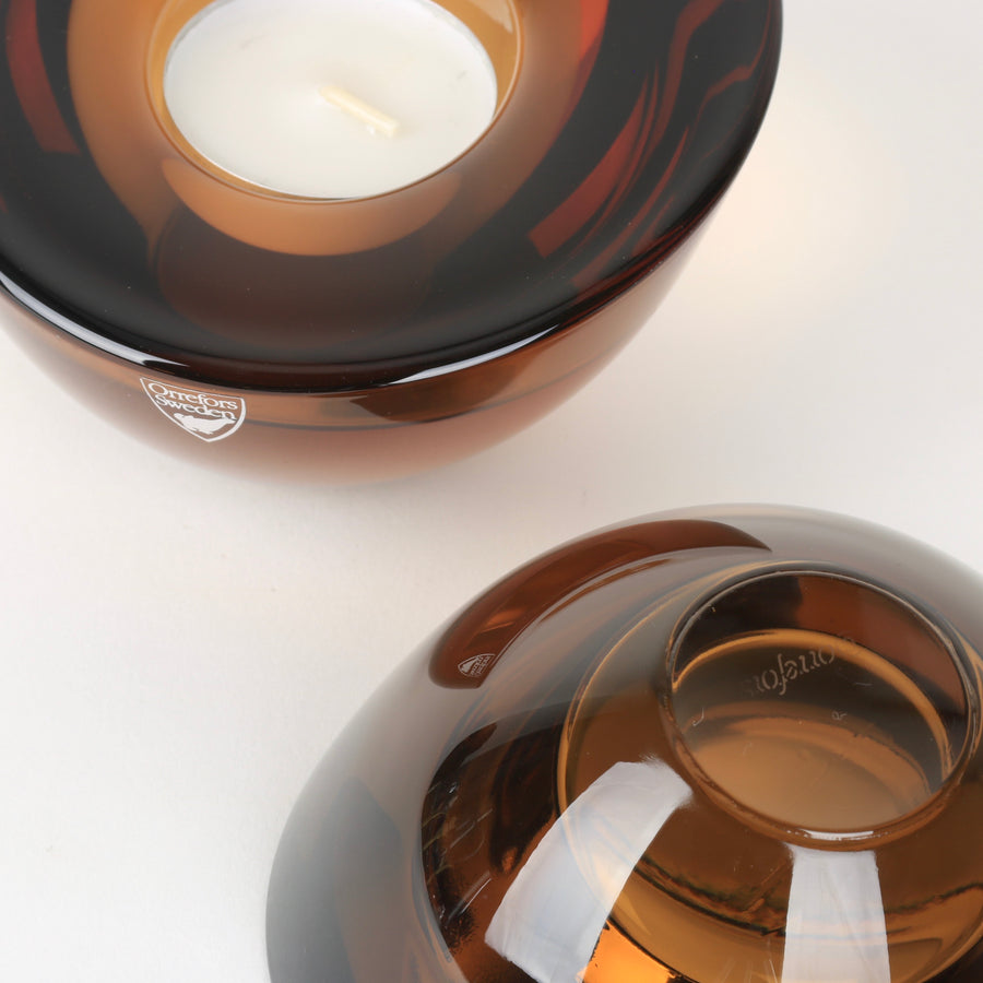 Orrefors Amber Crystal Votive Tapered