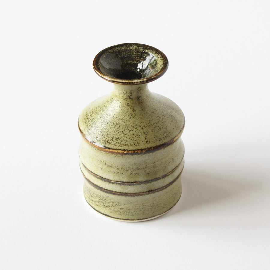 Vintage Otagiri Flower Vase with cream glaze and conical rings