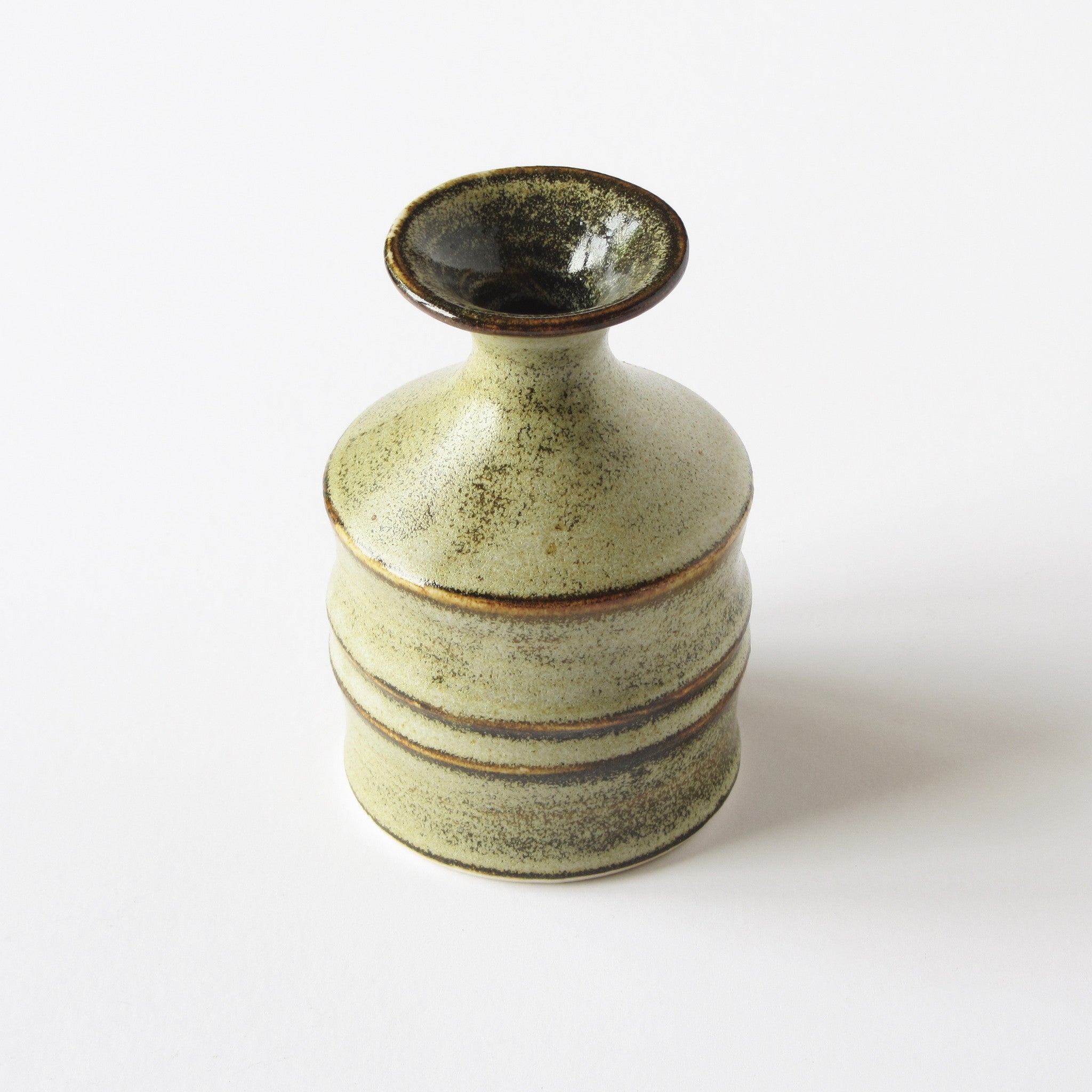 Vintage Otagiri Flower Vase with cream glaze and conical rings