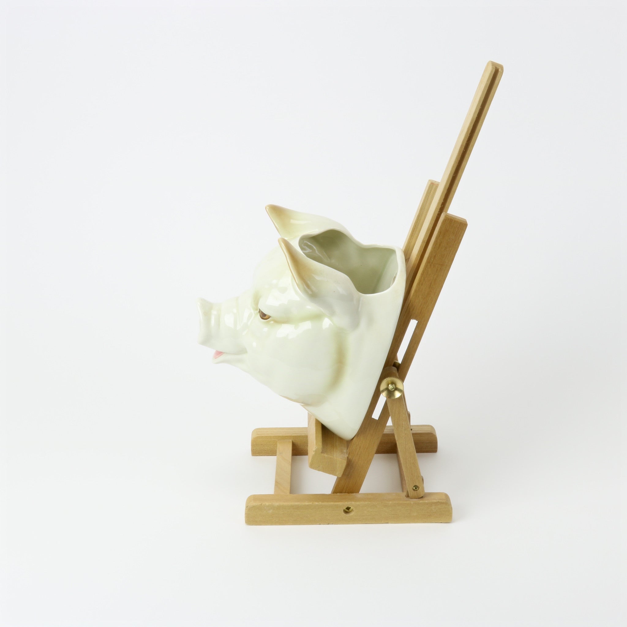 Ceramic pig planter side view