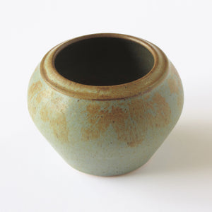 Vintage Ridenour Studio Vase with hand applied sage and rust glaze