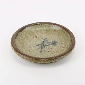 Ceramic dish art pottery with hummingbird detail