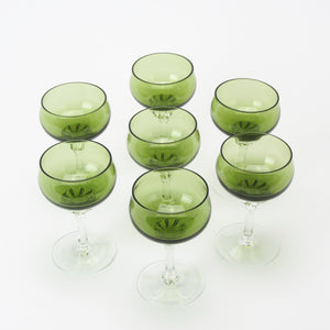 Sasaki Coronation small martini glasses in green crystal