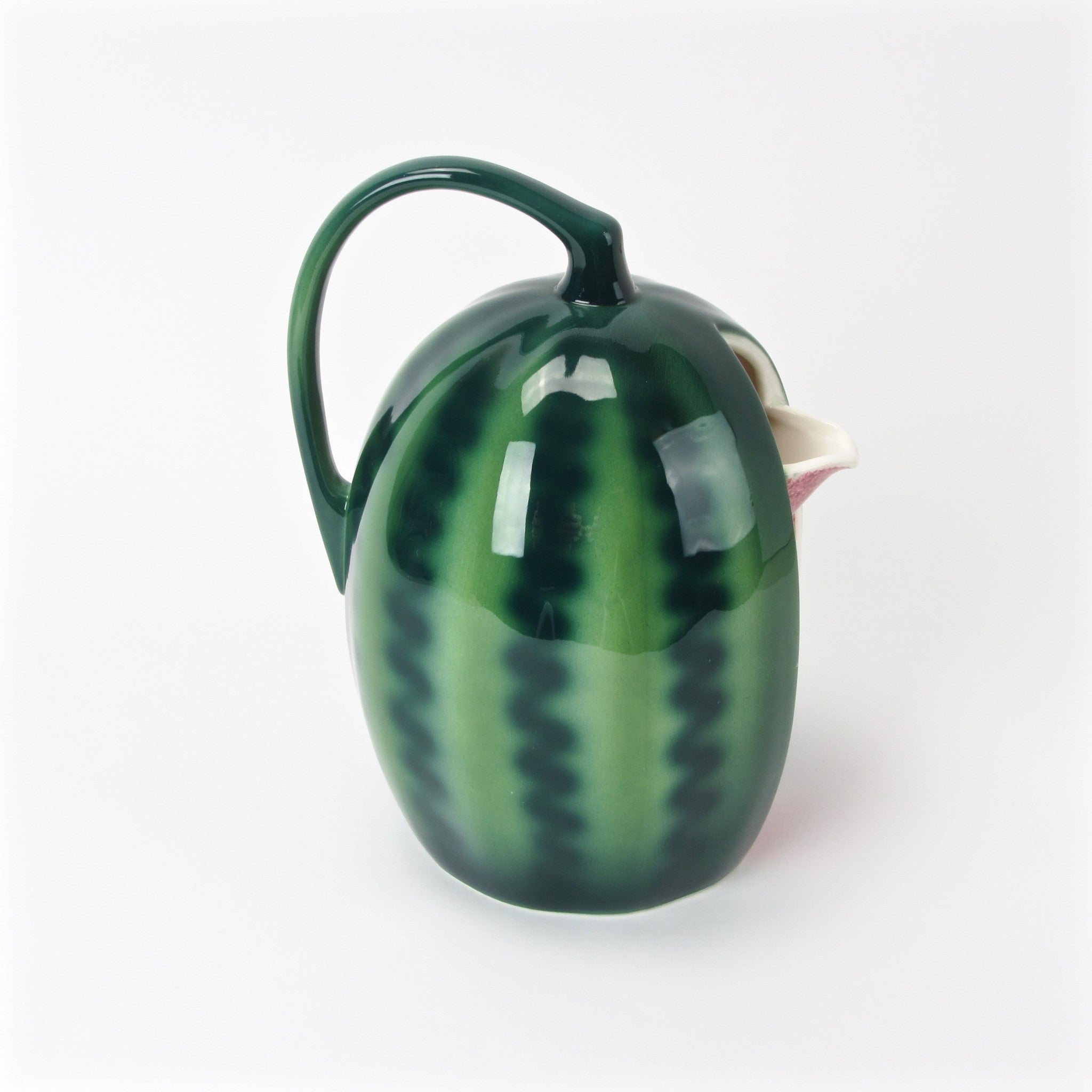 Hand painted Shafford watermelon water pitcher side view