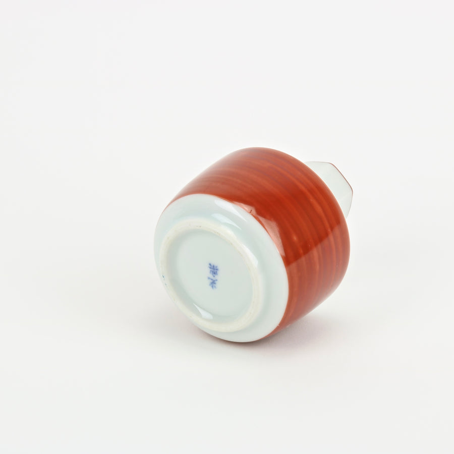 Small Japanese bud vase white and red