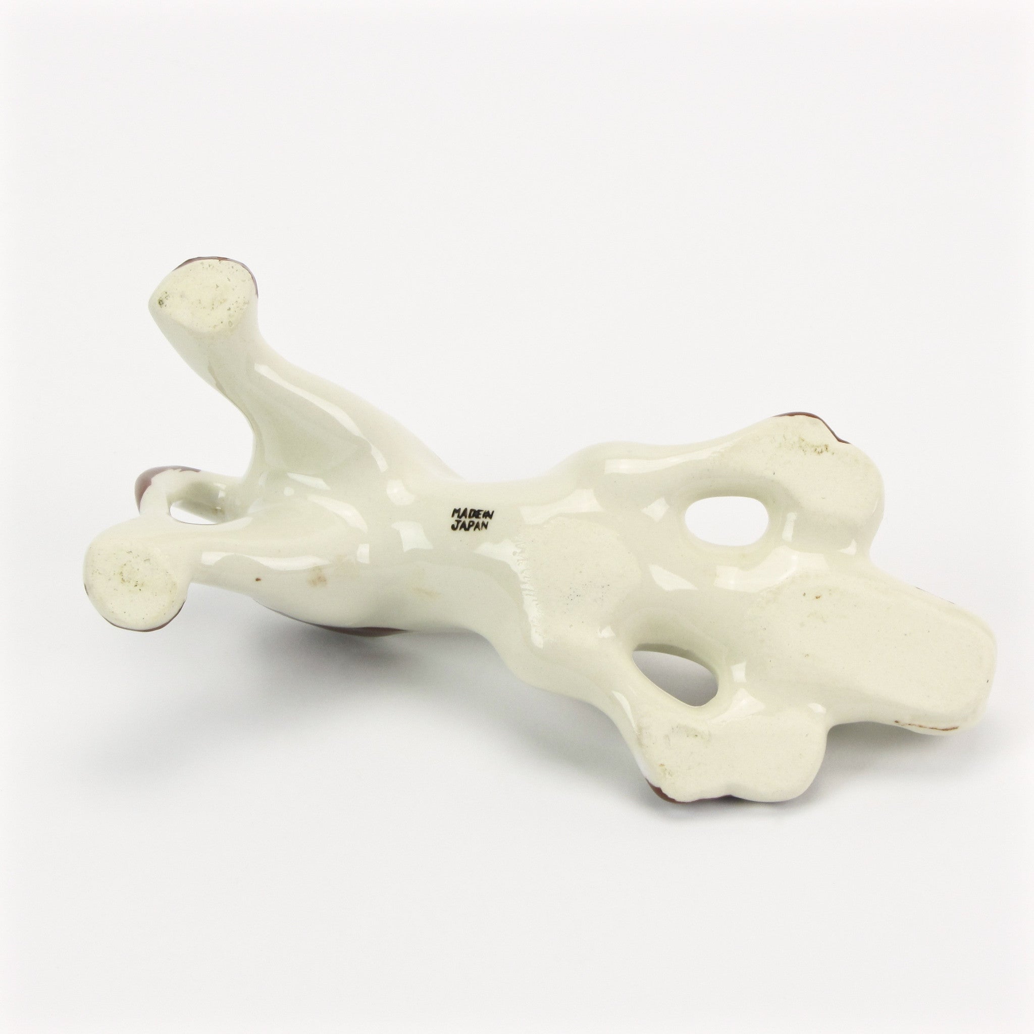 Vintage ceramic bird dog planter vase bottom view