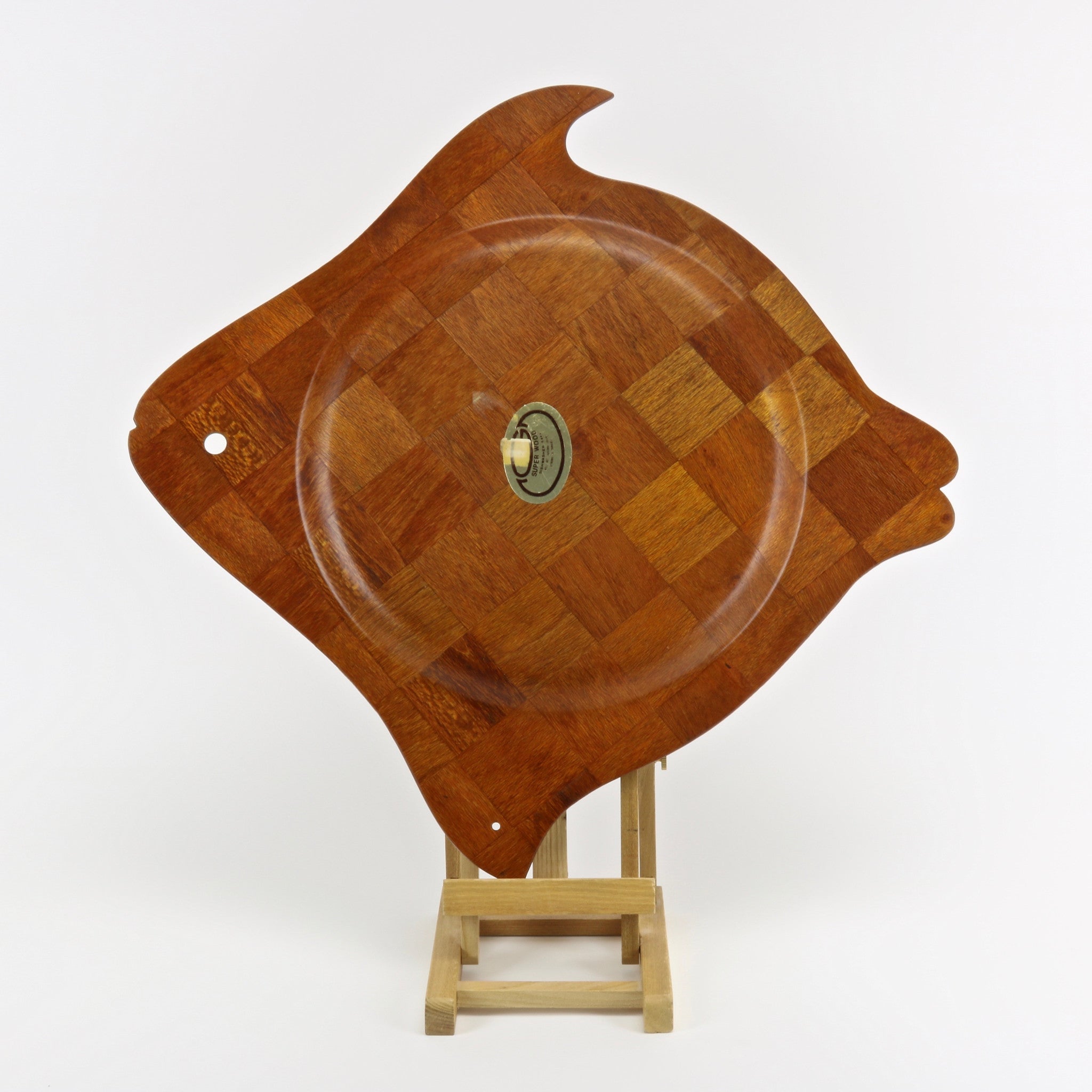 Super Wood woven teak fish shaped serving tray bottom 