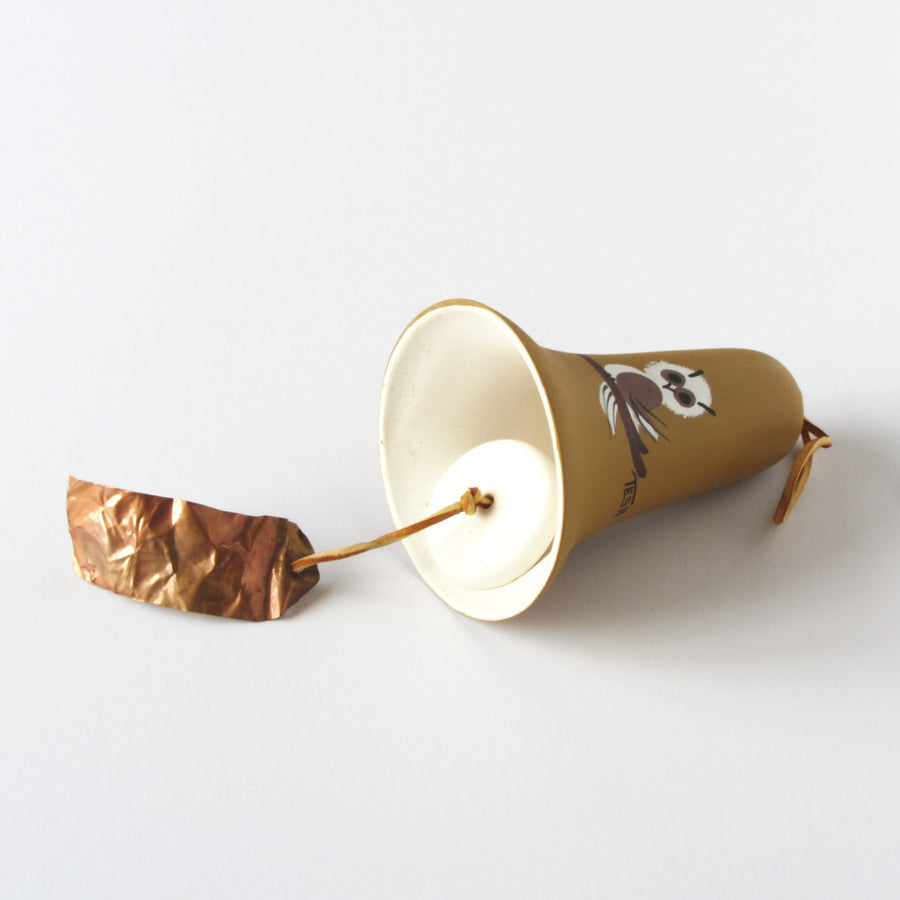 Hand painted owl bell with copper leaf by Tesa