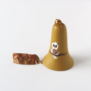 Hand painted owl bell with copper leaf by Tesa