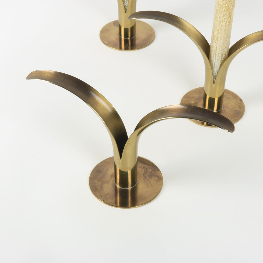 Ystad Sweden-Lily Brass Candlesticks